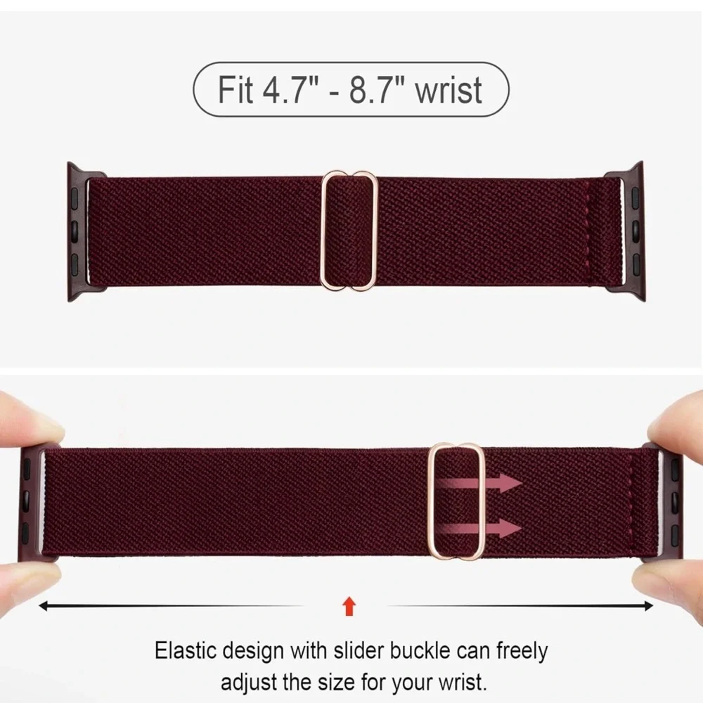 Stretchy Nylon Solo Loop Band Compatible with Apple Watch 38mm 40mm 41mm - Picture 2 of 4